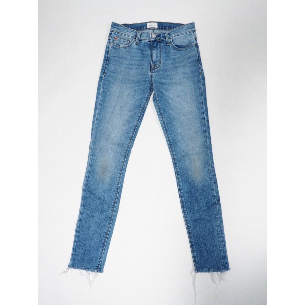 Hudson Light Wash Natalie Super Skinny Blue Jeans W/ Raw Hems, Size 25